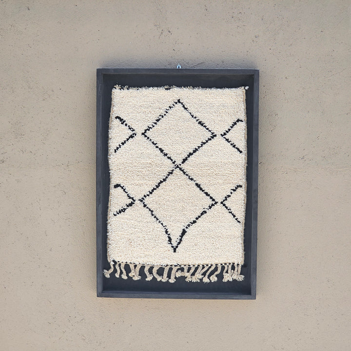 Zwart Diamant Ingelijst Berber Tapijt Kunst - 100x76x5cm
