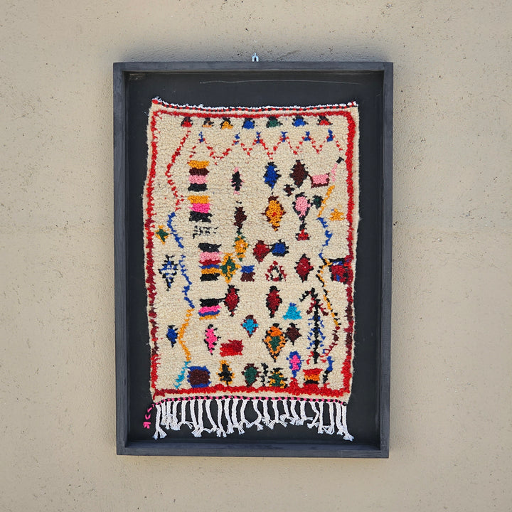 Multicolor Symbolic Framed Berber Rug Art - 100x76x5cm