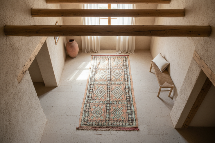 Vintage 1970s Handwoven Boujaad Rug, 340 x 140 cm, V-148