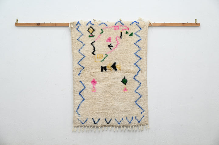 Fargerikt håndvevd ullteppe, 145 x 105 cm - P426