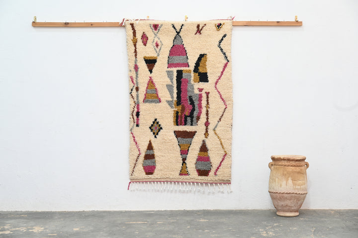 Fargerik håndvevd ullteppe, 145 x 95 cm  - P467