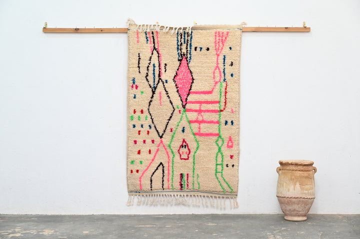 Fargerik håndvevd ullteppe, 160 x 105 cm  - P469
