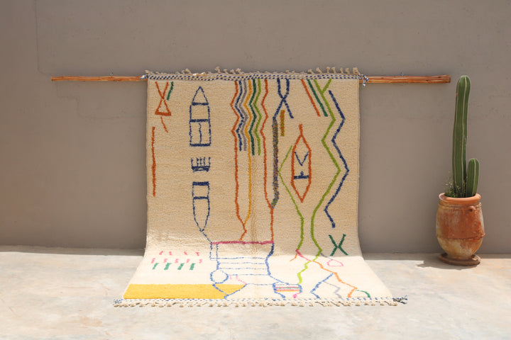 Alfombra grande hecha a mano y colorida, 305 x 205 cm - G1082