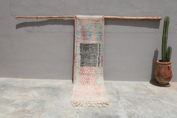 Tappeto in lana tessuto a mano colorato, 295 x 75 cm - R362