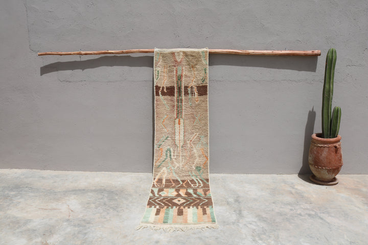 Tappeto in lana tessuto a mano colorato, 295 x 75 cm - R363