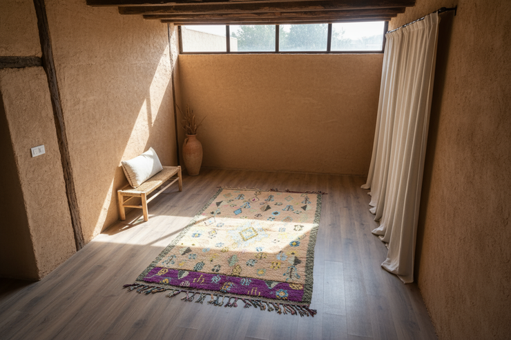 Vintage 1970s Handwoven Boujaad Rug, 350 x 135 cm, V-149