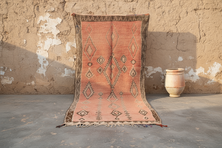 Vintage 1970-talls håndvevd Boujaad-teppe, 340 x 150 cm, V-139
