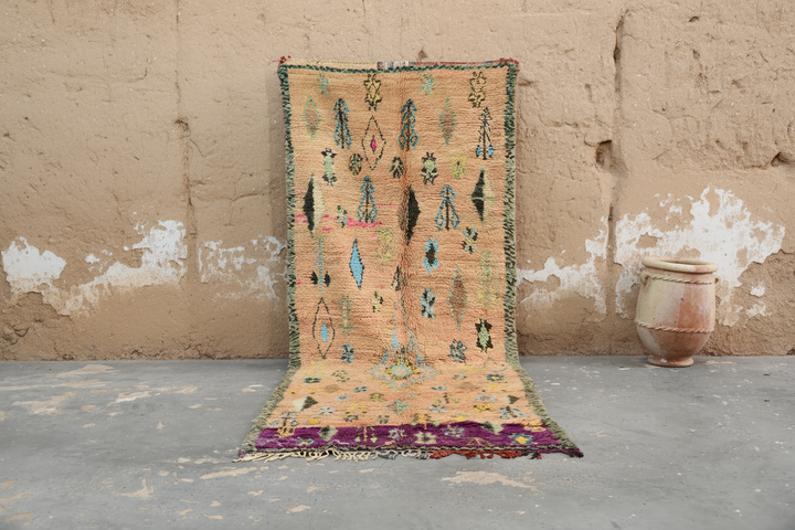 Vintage 1970-talls håndvevd Boujaad-teppe, 350 x 135 cm, V-149