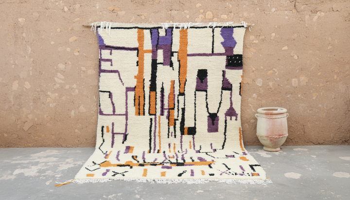 Stort Azilal-teppe 310×215 cm – Abstrakt marokkansk ullteppe, GO-970