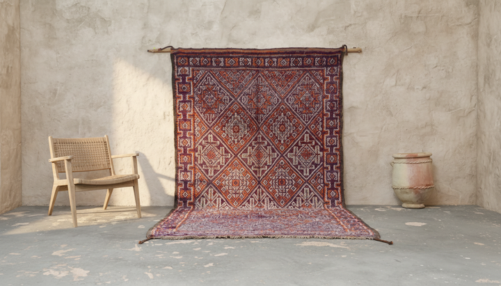 Vintage 1970-talls Beni M’Guild-teppe, 360 x 185 cm, V-272