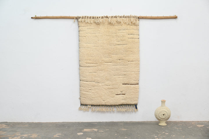 Minimal Ivory Linear Beni Ouarain-teppe, P535, fullstendig teppevisning
