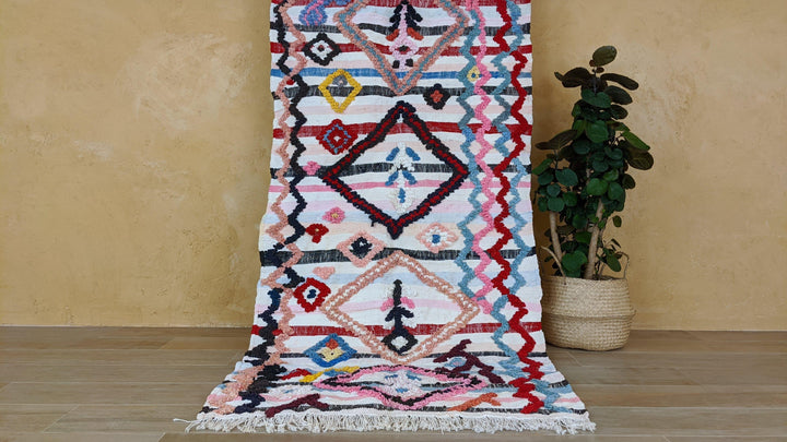 Boucherouite Rug, 220 x 105 cm || 7.22 x 3.44 feet